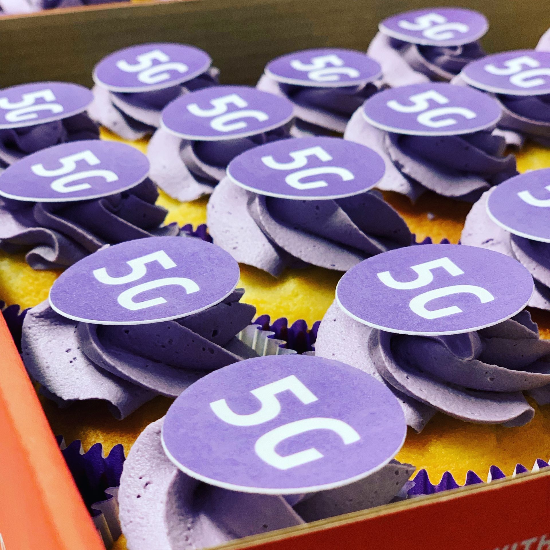 5G branded cupcakes for technology product launch event