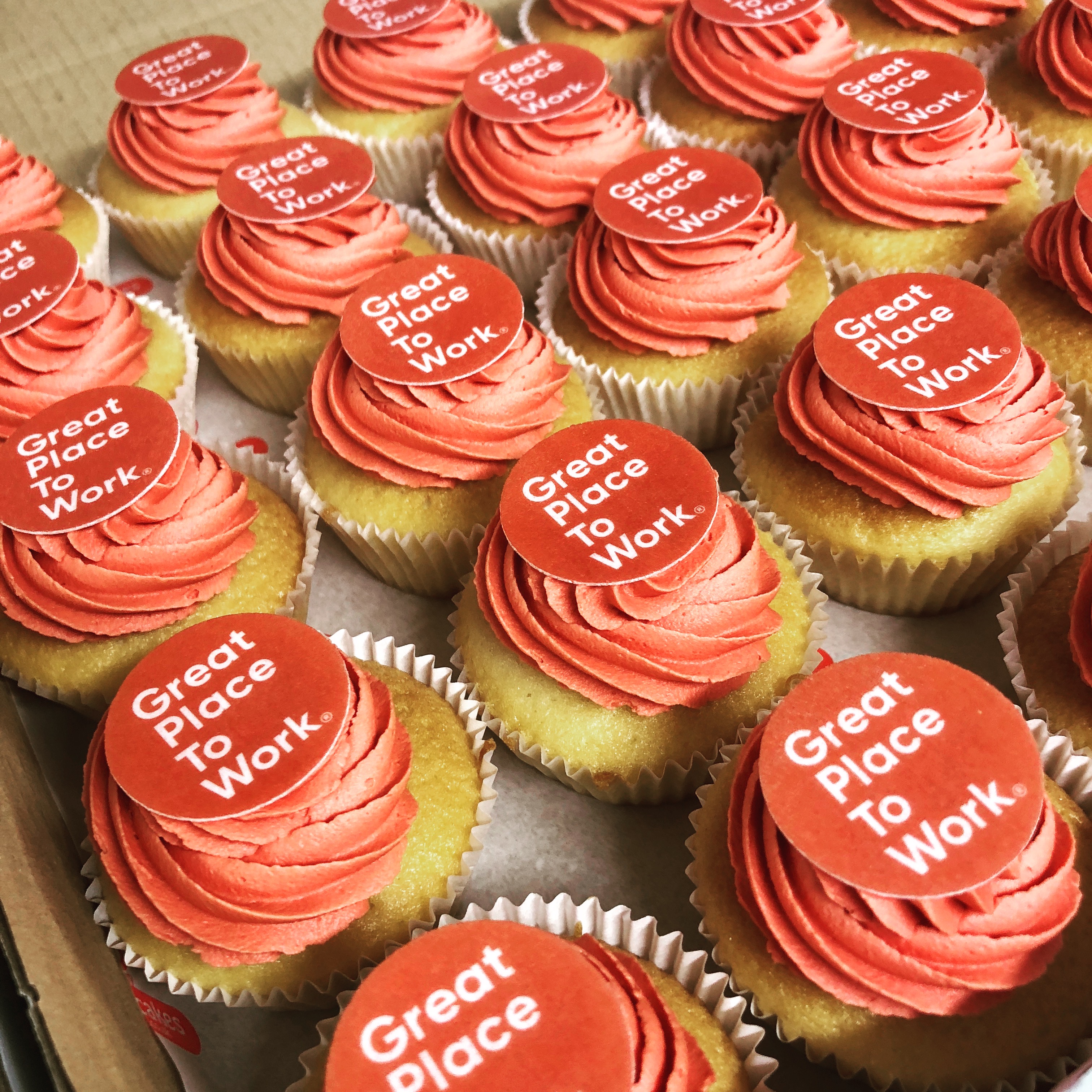 Corporate cupcakes with colour-matched cream